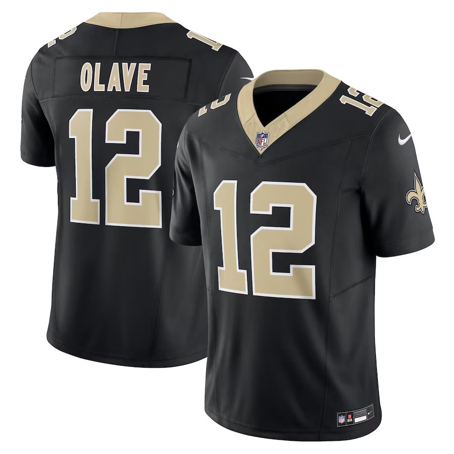 Men New Orleans Saints 12 Chris Olave Nike Black Vapor F.U.S.E. Limited NFL Jersey